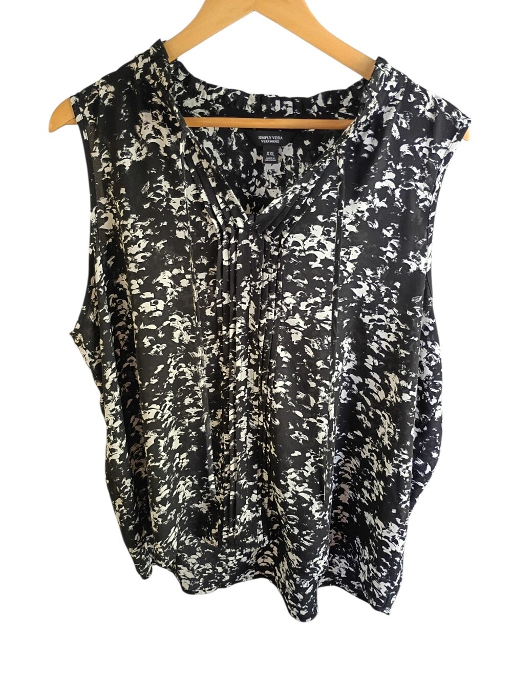 ❤️ Simply Vera Vera Wang Black And White Sleeveless Blouse Size XXL